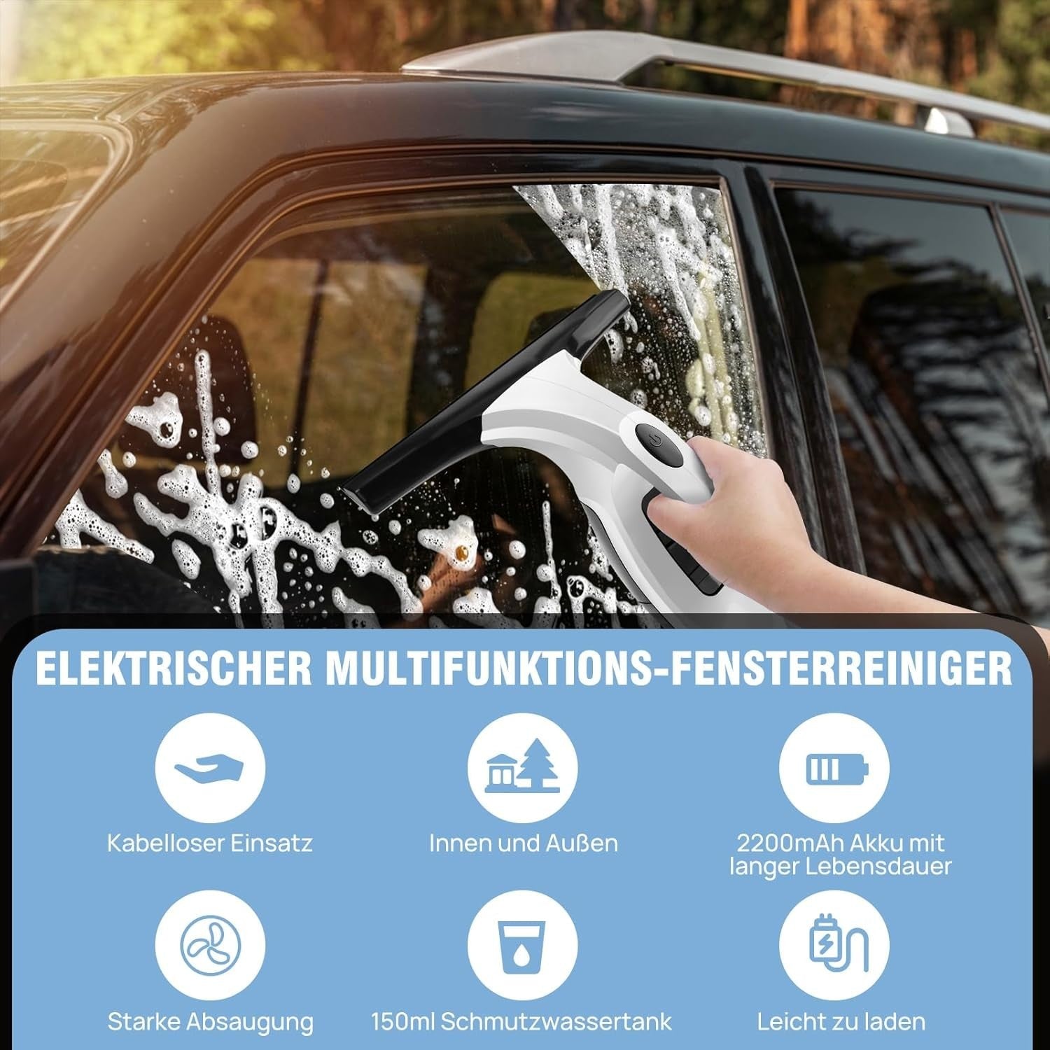 Lumino ClearView: Akku-Fenstersauger Pro Set Fensterabzieher Fensterreiniger