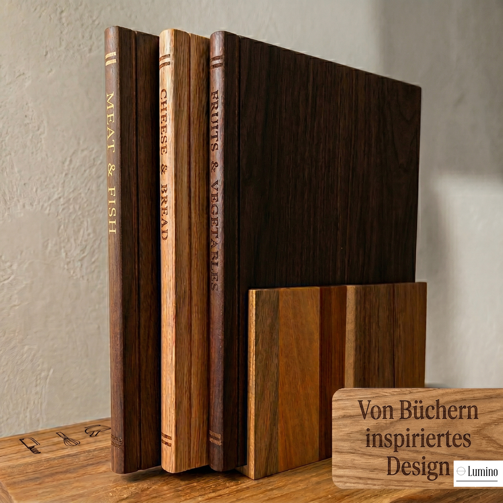 Schneidebretter aus Holz in Bücherform Buch-Schneidebrett aus Akazienholz – 2 cm