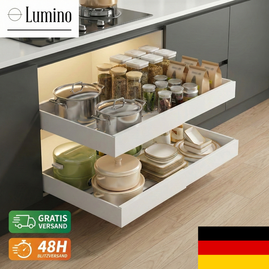 2 × Teleskopschublade Küchenschrank Ausziehbare Schublade 32-52cm B × 42 cm