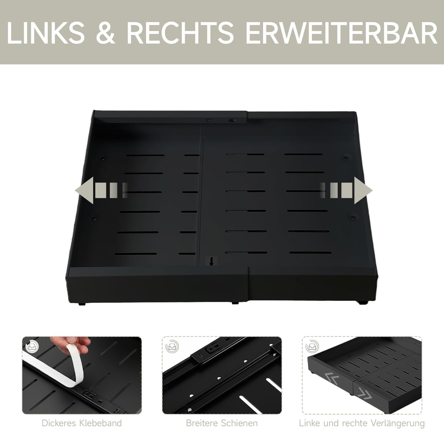 2 × Teleskopschublade Küchenschrank Ausziehbare Schublade 32-52cm B × 42 cm